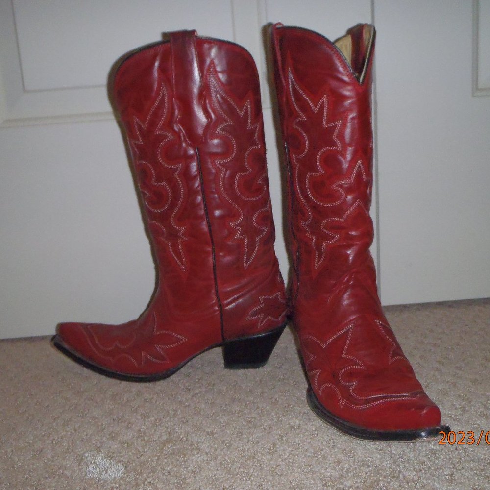 Almost Broken in Corral Red Leather Cowgirl Boots 8M